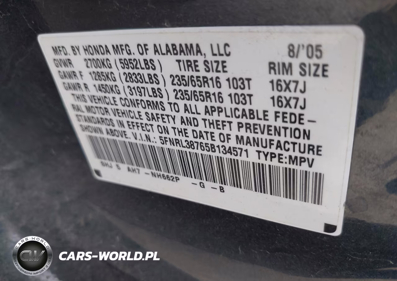2005 Honda Odyssey Ex-L VIN:5FNRL38765B134571 - 9