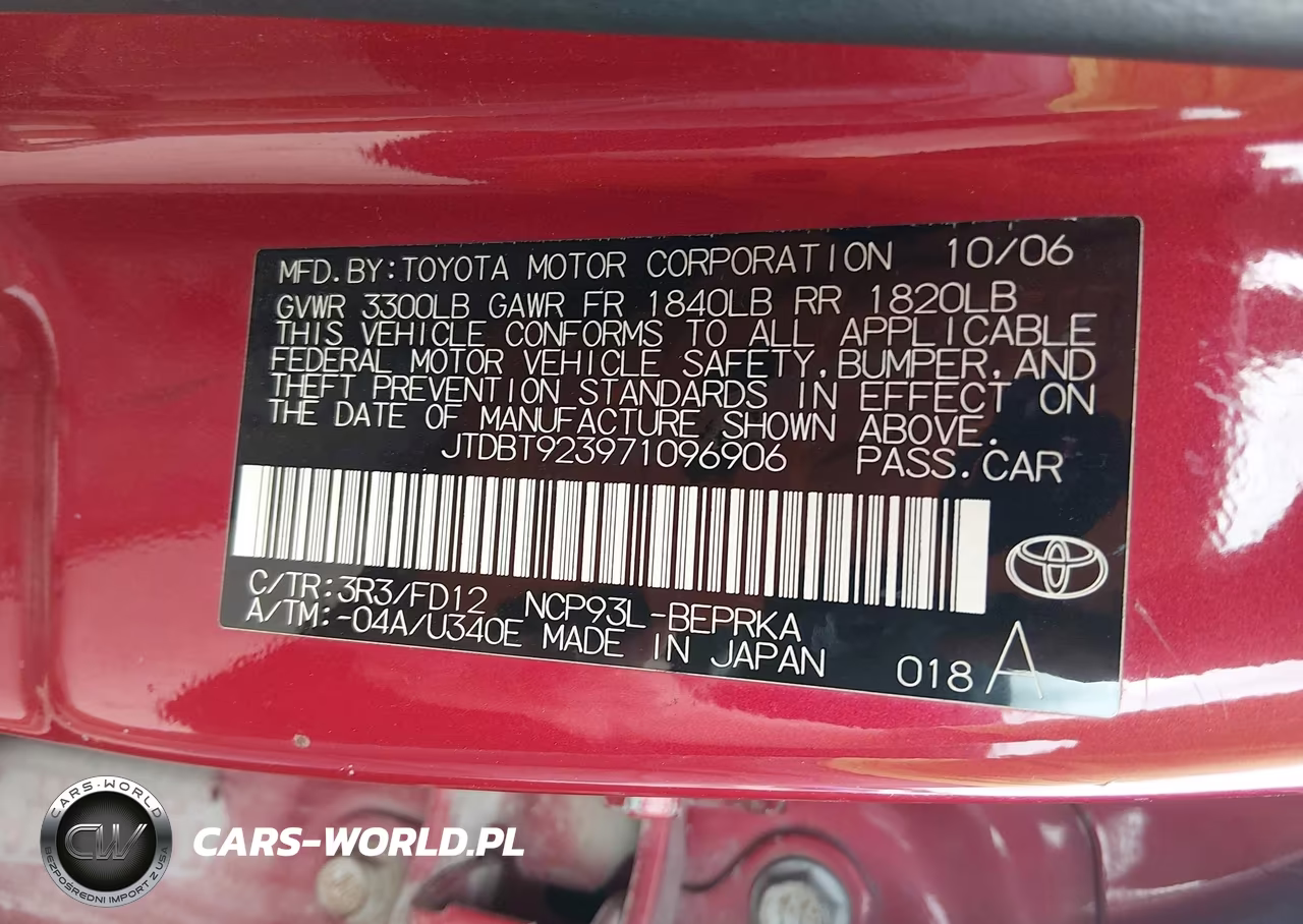 2007 Toyota Yaris S VIN:JTDBT923971096906 - 9