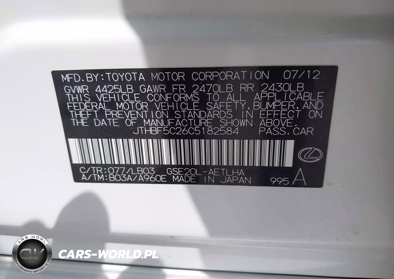 2012 Lexus Is 250 VIN:JTHBF5C26C5182584 - 9
