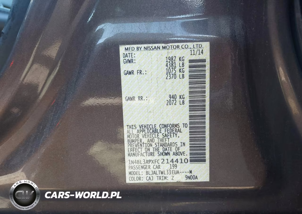 2015 Nissan Altima 3.5 Sl VIN:1N4BL3APXFC214410 - 9