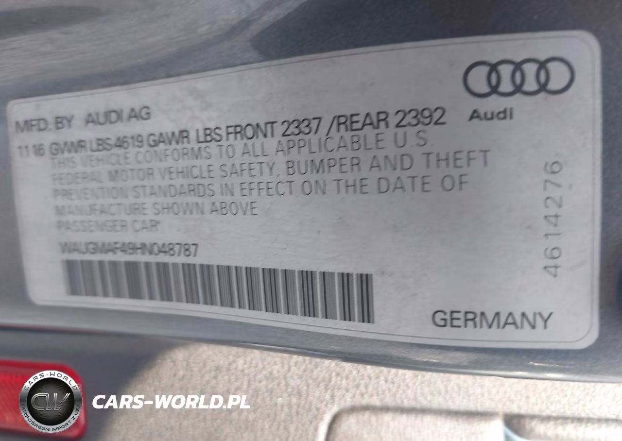 2017 Audi A4 Ultra Premium VIN:WAUGMAF49HN048787 - 9