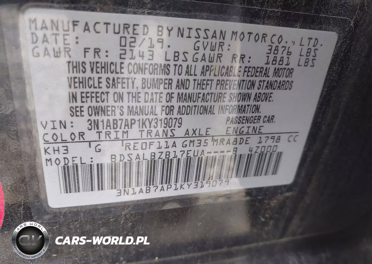 2019 Nissan Sentra S VIN:3N1AB7AP1KY319079 - 9