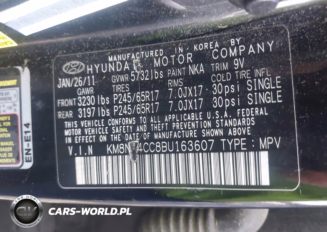 2011 Hyundai Veracruz Gls VIN:KM8NU4CC8BU163607 - 9