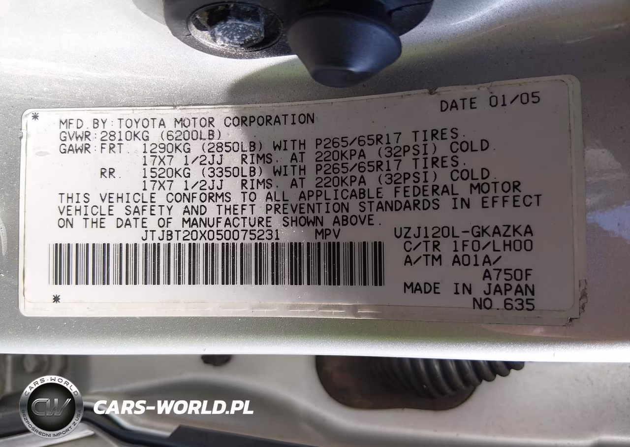 2005 Lexus Gx 470 VIN:JTJBT20X050075231 - 9
