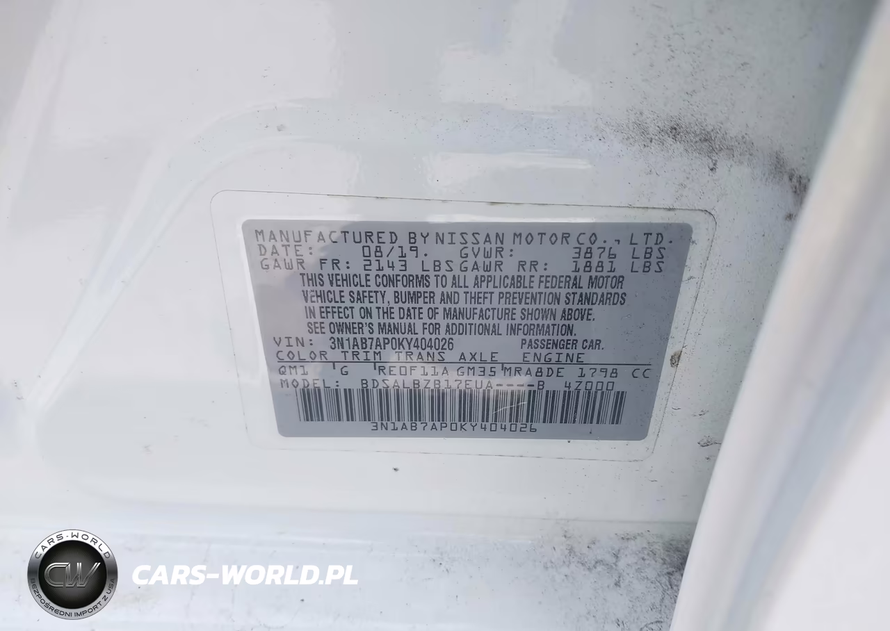 2019 Nissan Sentra S VIN:3N1AB7AP0KY404026 - 9