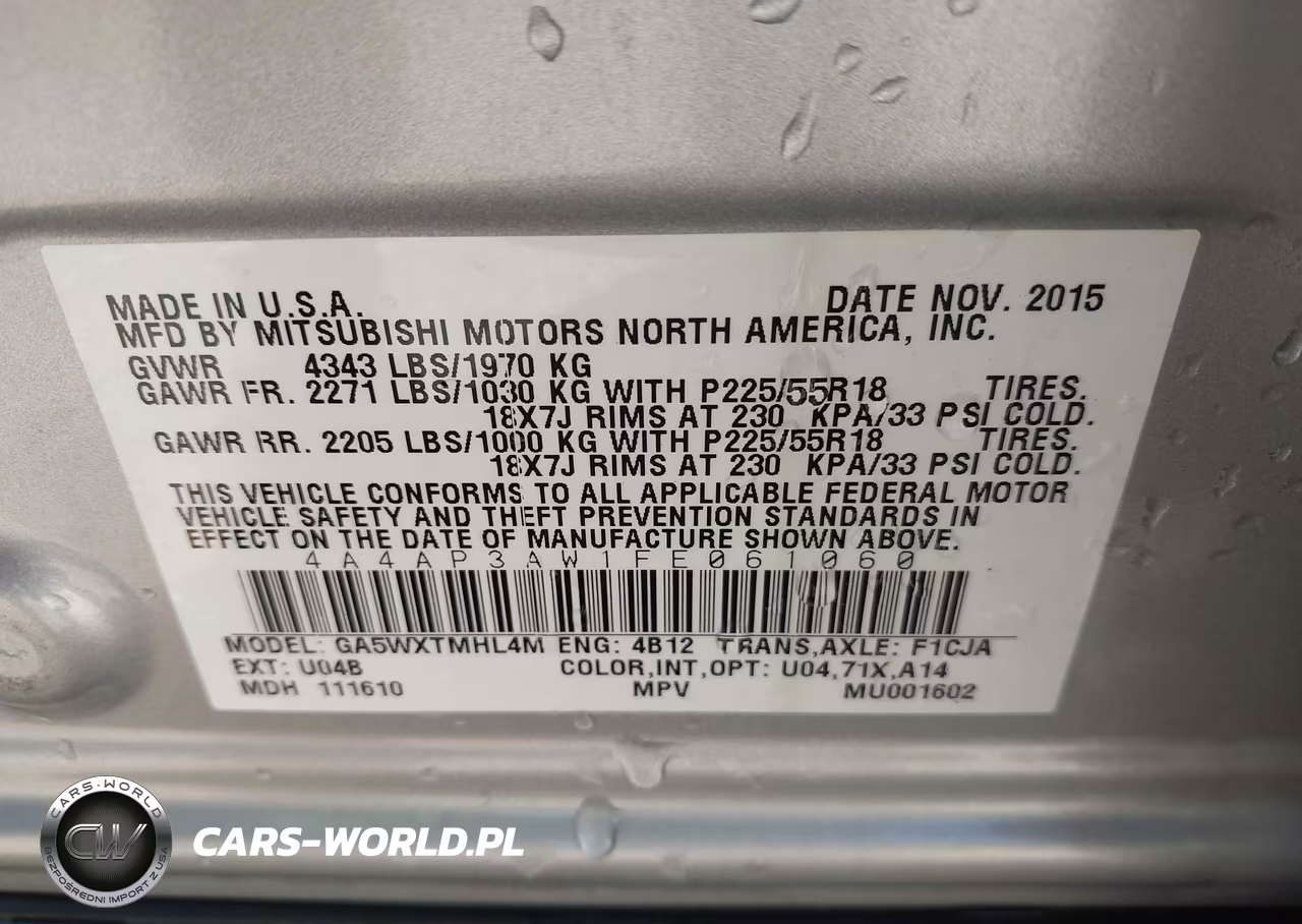 2015 Mitsubishi Outlander Sport Es VIN:4A4AP3AW1FE061060 - 9