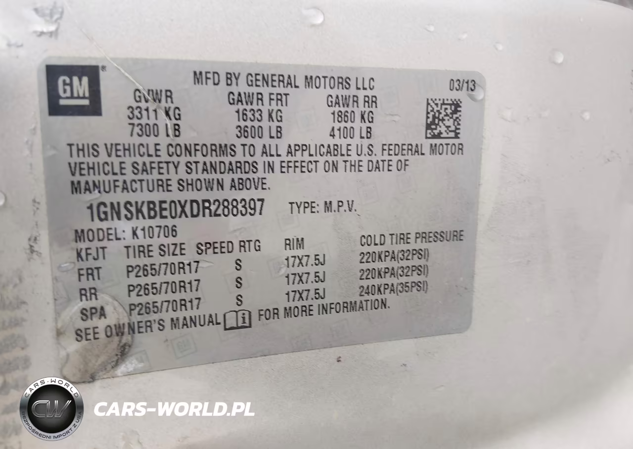 2013 Chevrolet Tahoe Lt VIN:1GNSKBE0XDR288397 - 9