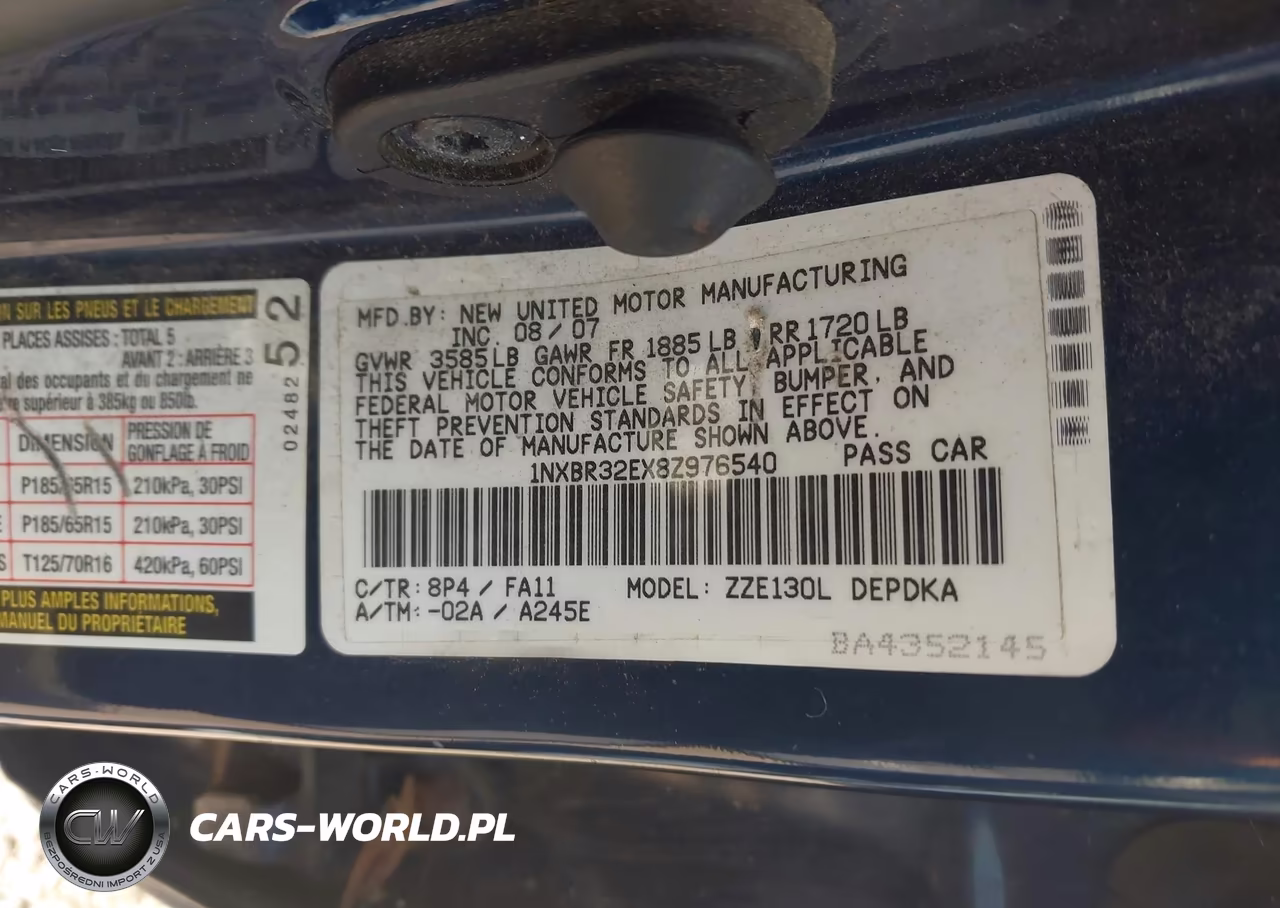 2008 Toyota Corolla Ce VIN:1NXBR32EX8Z976540 - 9