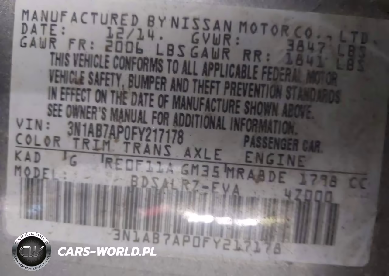 2015 Nissan Sentra Sr VIN:3N1AB7AP0FY217178 - 9