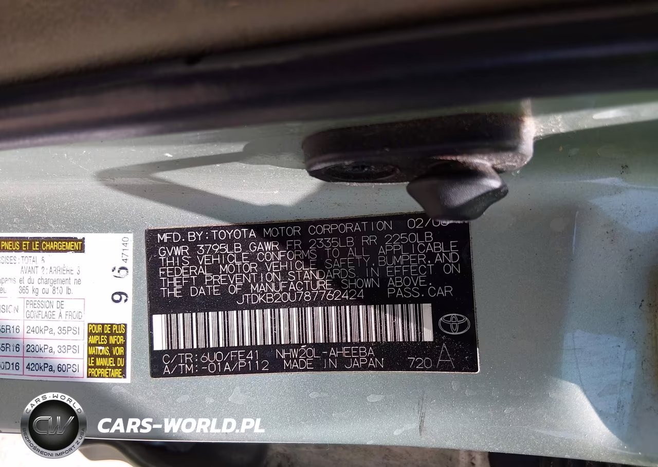 2008 Toyota Prius Touring VIN:JTDKB20U787762424 - 9