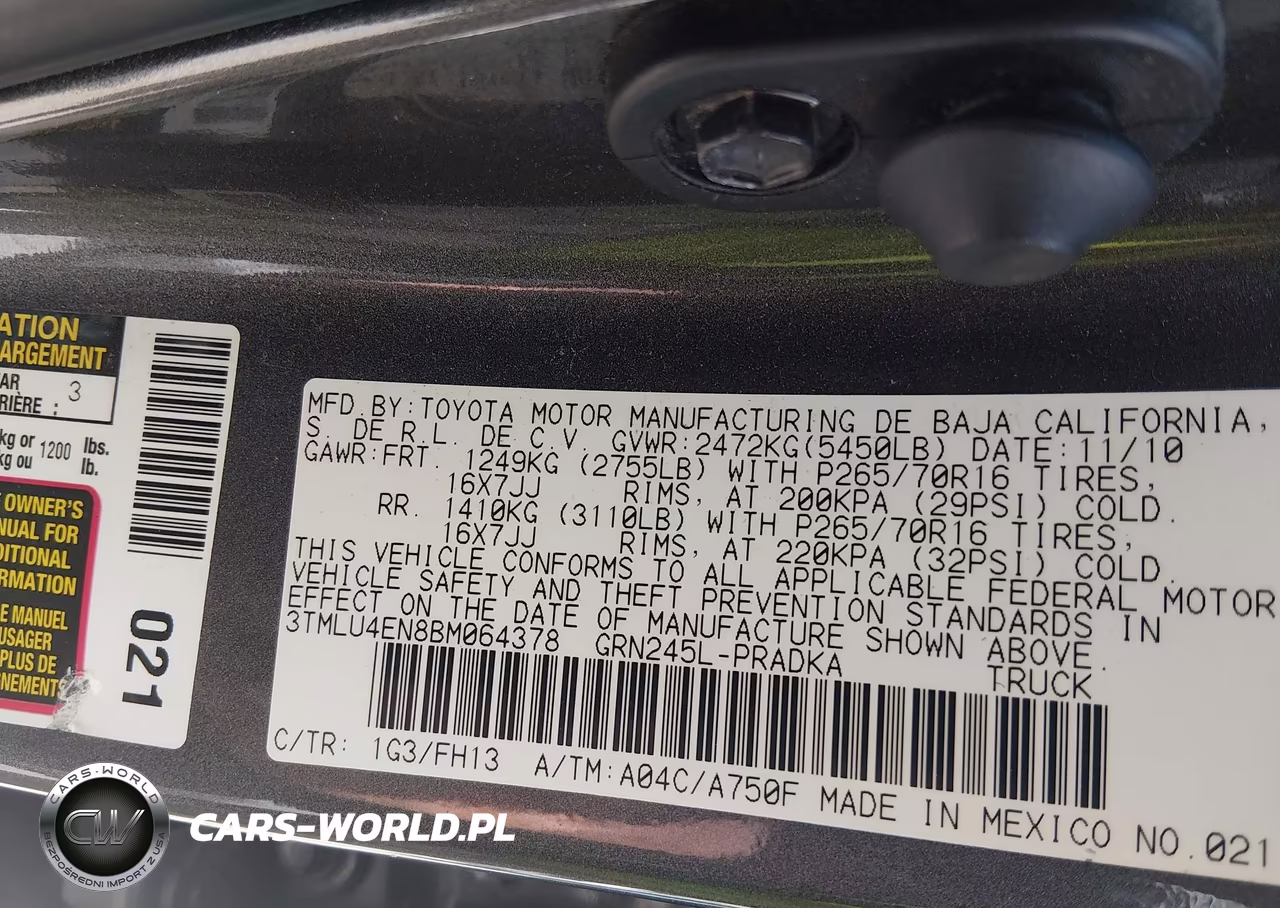 2011 Toyota Tacoma Base V6 VIN:3TMLU4EN8BM064378 - 9