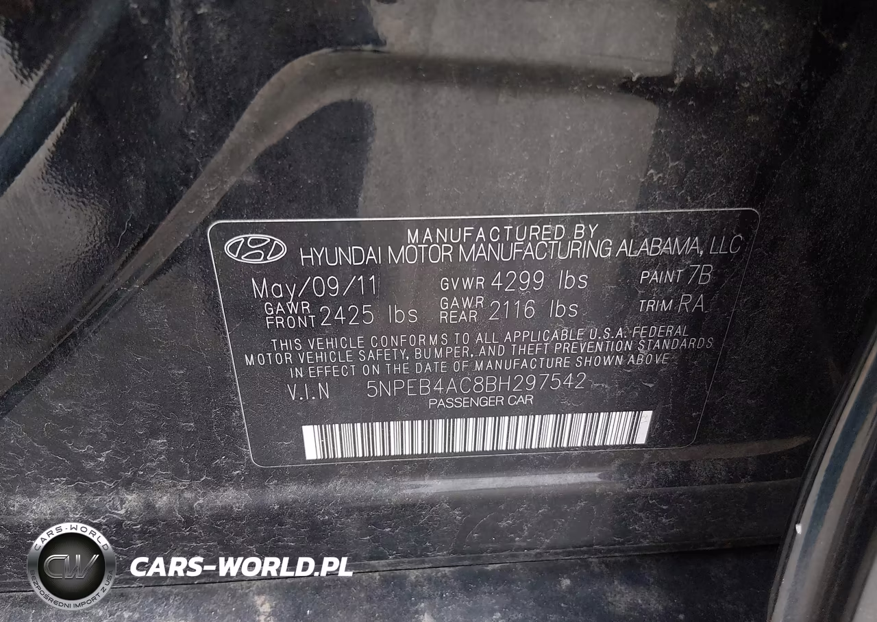 2011 Hyundai Sonata Gls VIN:5NPEB4AC8BH297542 - 9