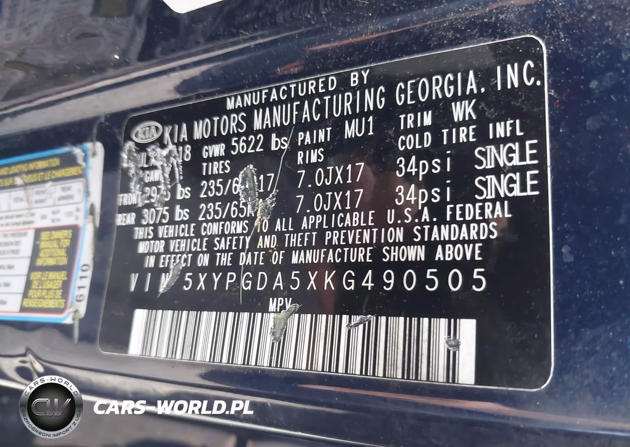 2019 Kia Sorento 3.3L Lx VIN:5XYPGDA5XKG490505 - 9