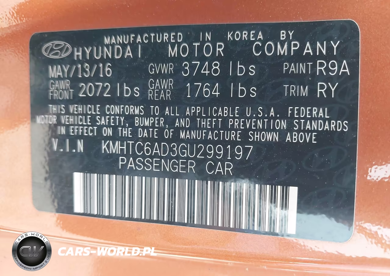 2016 Hyundai Veloster VIN:KMHTC6AD3GU299197 - 9