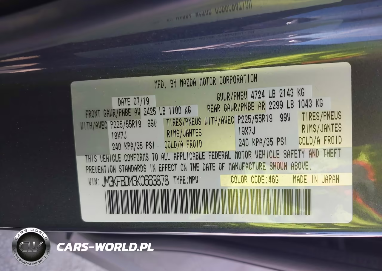 2019 Mazda Cx-5 Grand Touring VIN:JM3KFBDM3K0663878 - 9