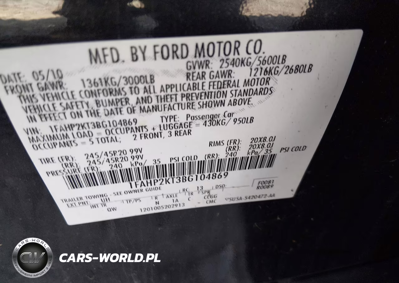 2011 Ford Taurus Sho VIN:1FAHP2KT3BG104869 - 9