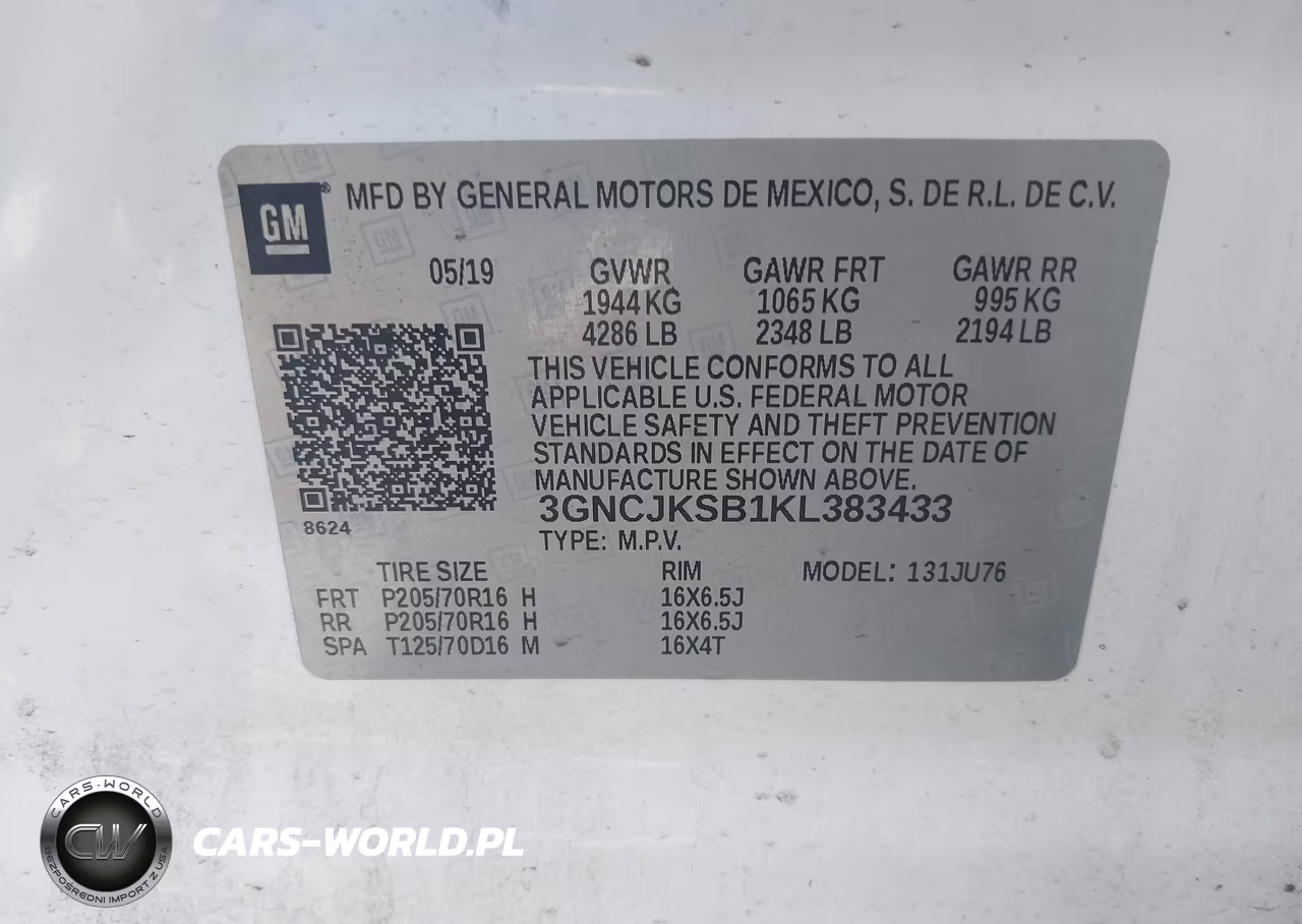 2019 Chevrolet Trax Ls VIN:3GNCJKSB1KL383433 - 9