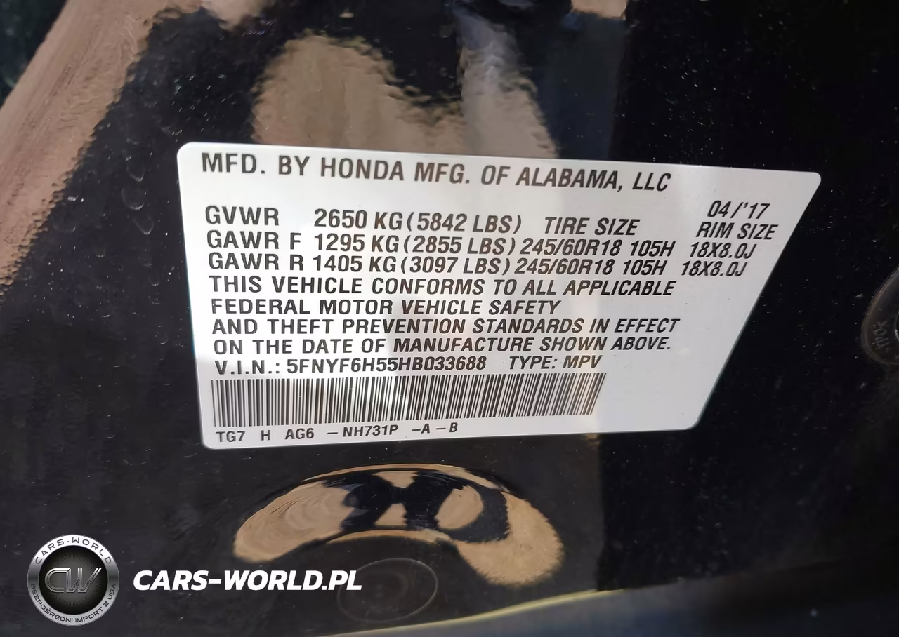 2017 Honda Pilot Ex-L VIN:5FNYF6H55HB033688 - 9