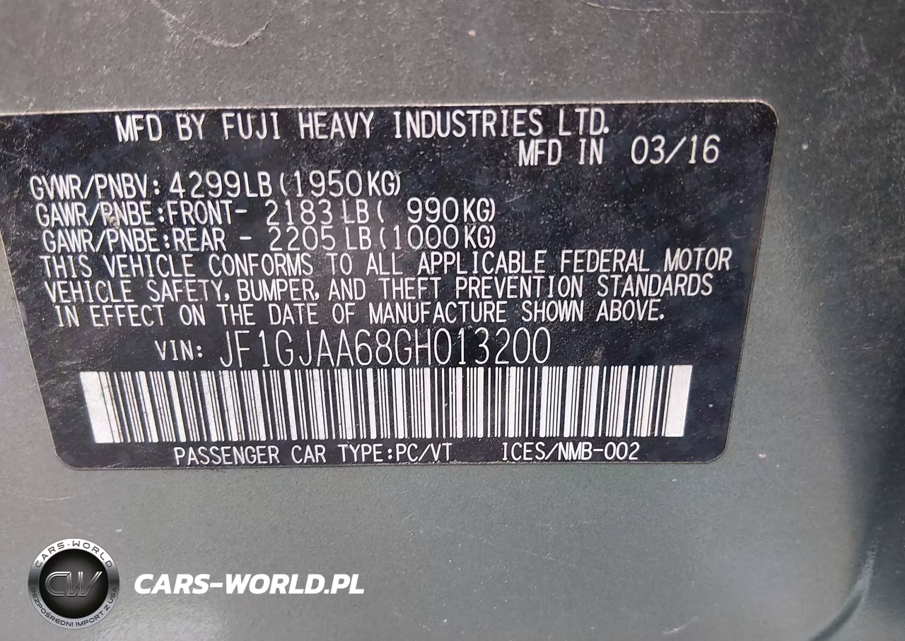 2016 Subaru Impreza 2.0I VIN:JF1GJAA68GH013200 - 9