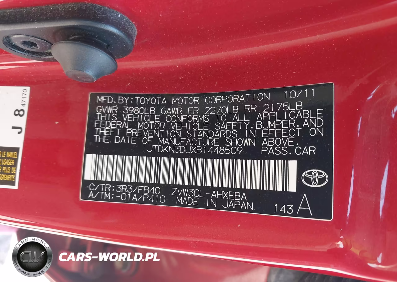 2011 Toyota Prius Two VIN:JTDKN3DUXB1448509 - 9
