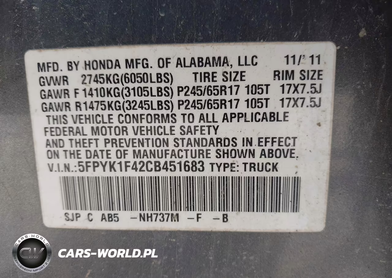 2012 Honda Ridgeline Rts VIN:5FPYK1F42CB451683 - 9