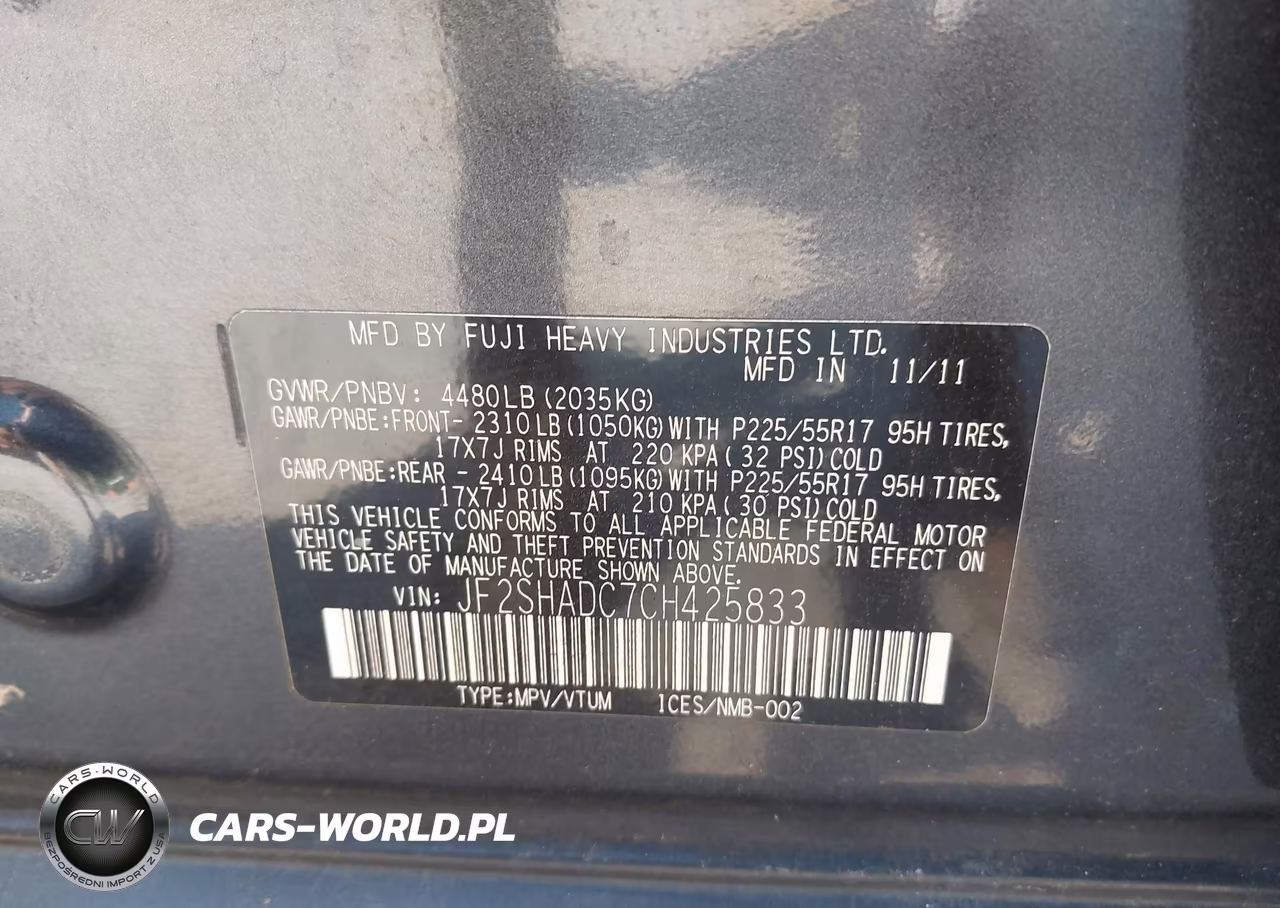 2012 Subaru Forester 2.5X Premium VIN:JF2SHADC7CH425833 - 9