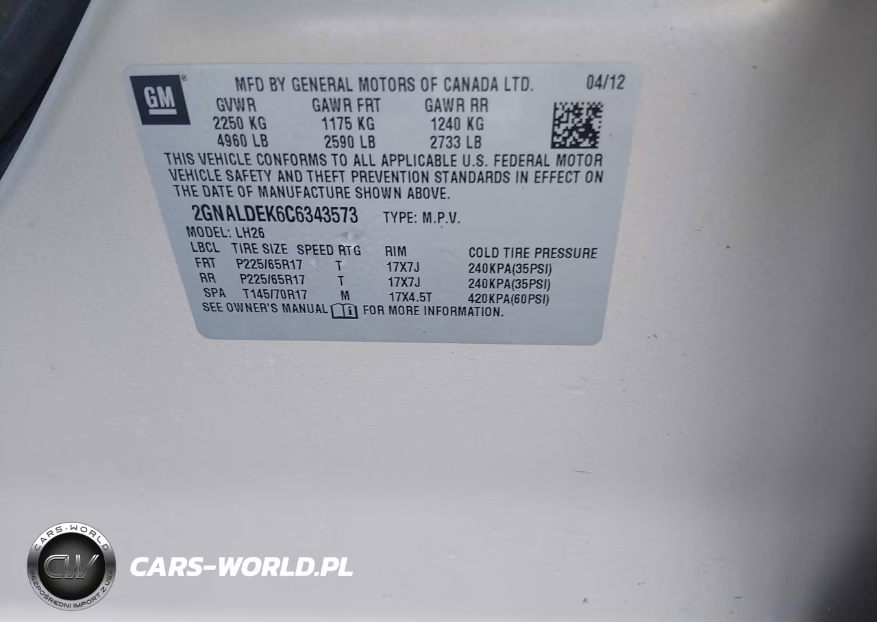 2012 Chevrolet Equinox Lt W-1Lt VIN:2GNALDEK6C6343573 - 9