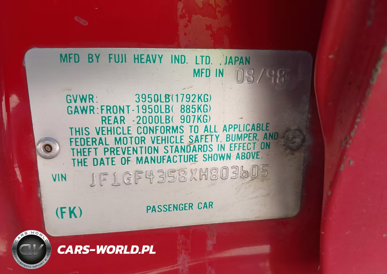 1999 Subaru Impreza L VIN:JF1GF4358XH803605 - 9