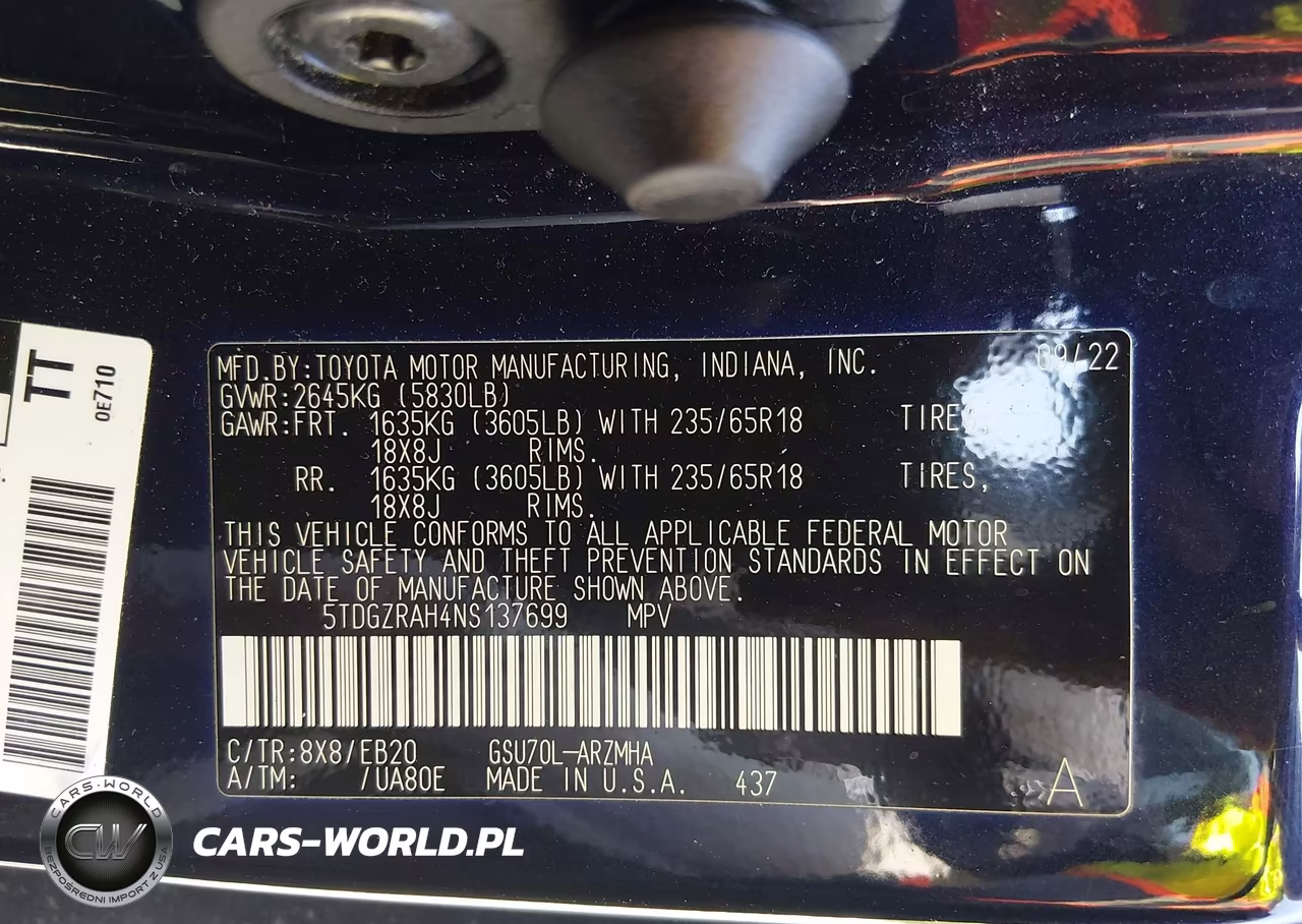 2022 Toyota Highlander Xle VIN:5TDGZRAH4NS137699 - 9