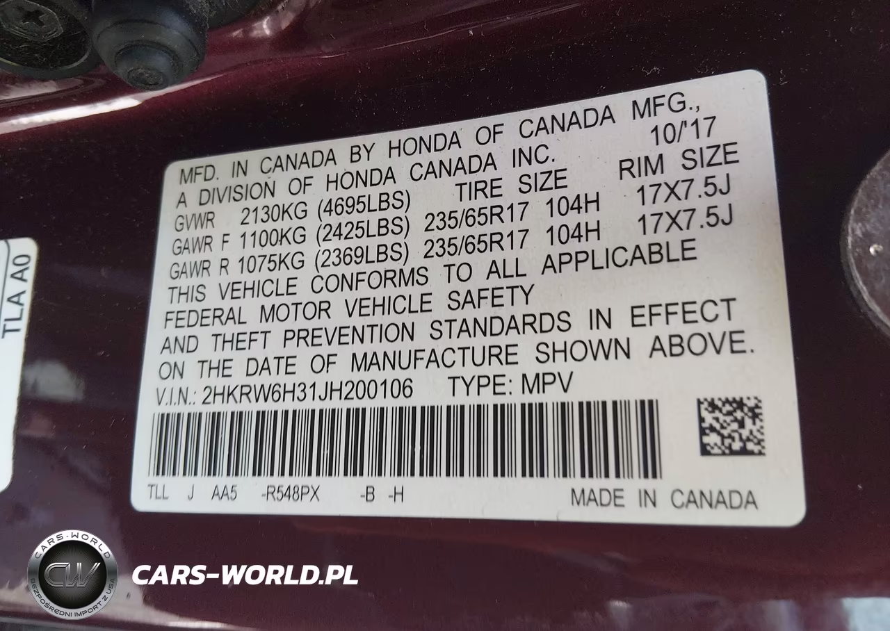 2018 Honda Cr-V Lx VIN:2HKRW6H31JH200106 - 9