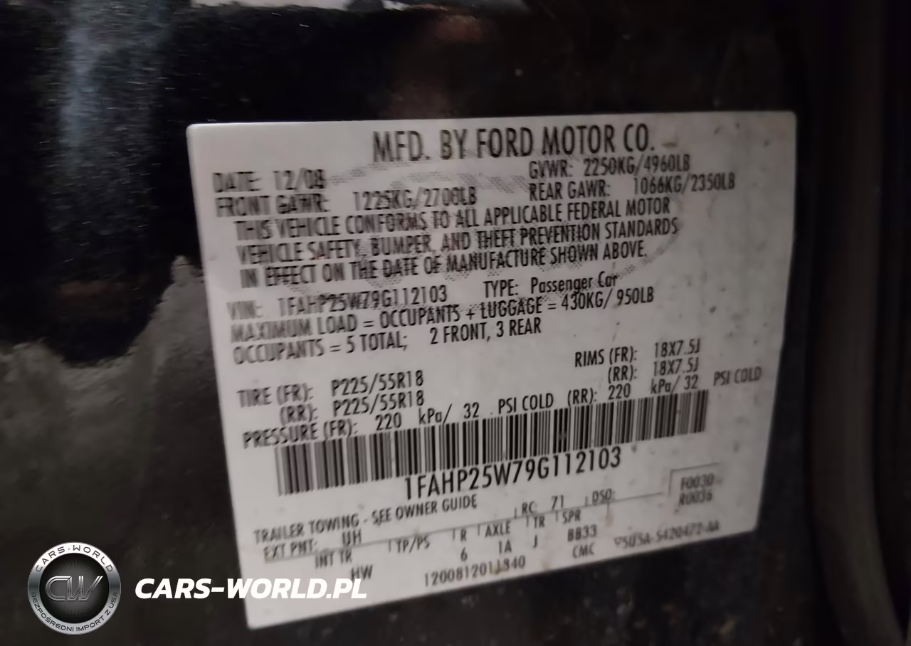 2009 Ford Taurus Limited VIN:1FAHP25W79G112103 - 9