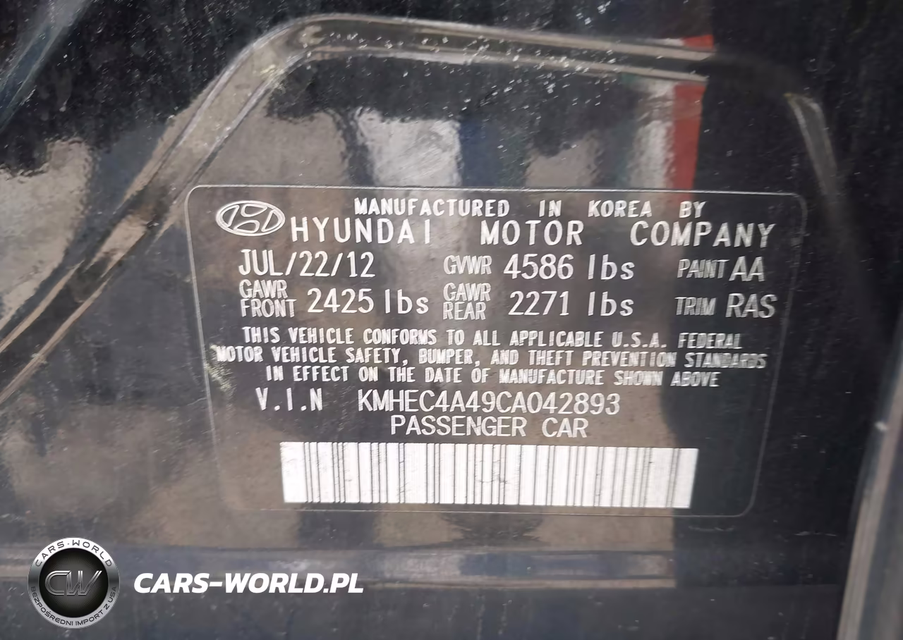 2012 Hyundai Sonata Hybrid VIN:KMHEC4A49CA042893 - 9