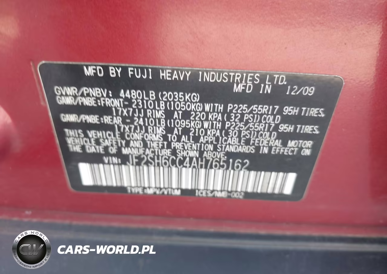 2010 Subaru Forester 2.5X Premium VIN:JF2SH6CC4AH765162 - 9