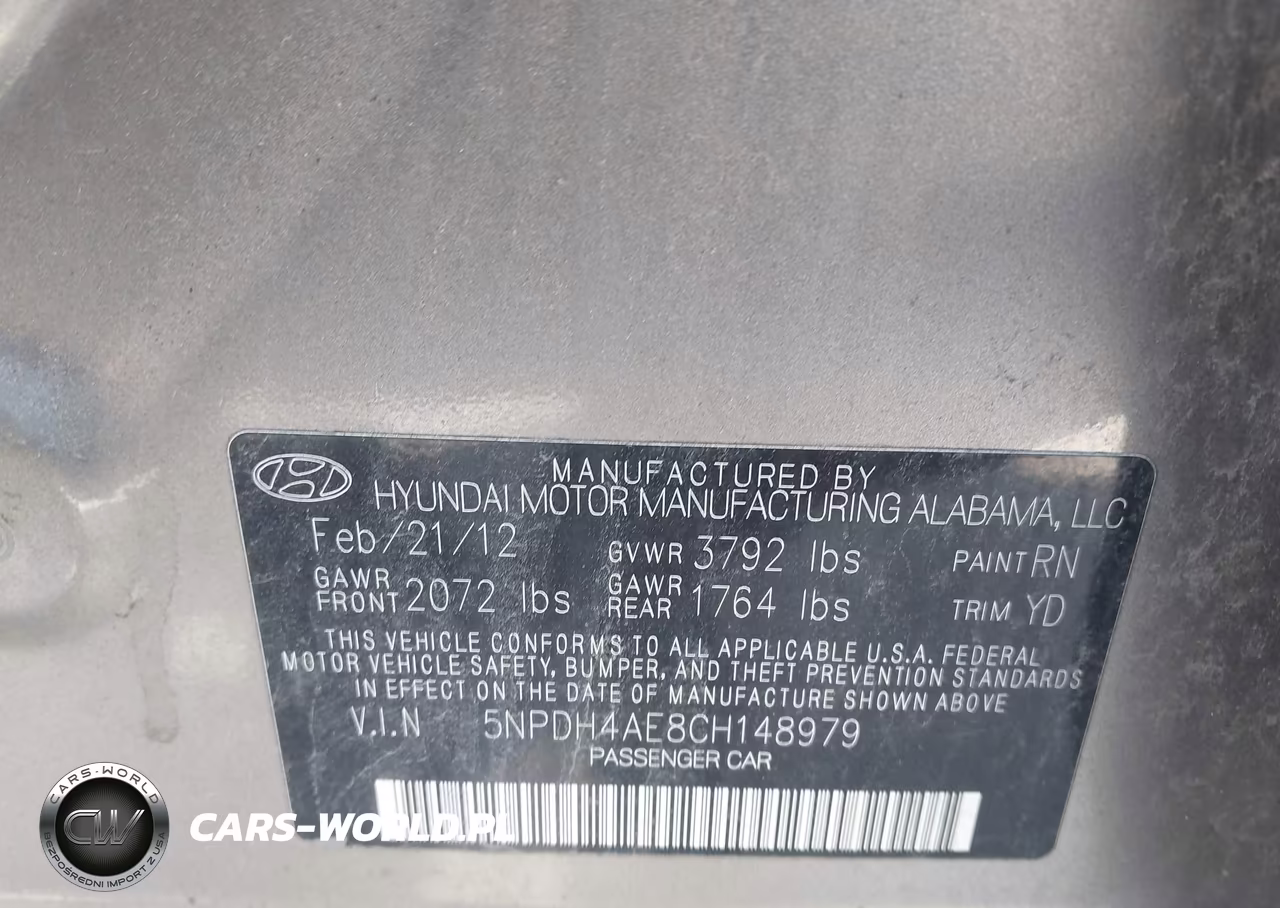 2012 Hyundai Elantra Limited VIN:5NPDH4AE8CH148979 - 9