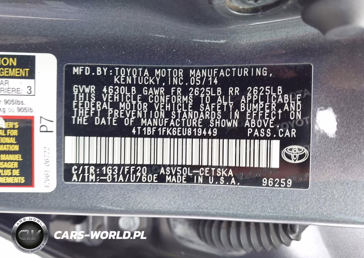 2014 Toyota Camry Se VIN:4T1BF1FK6EU819449 - 9