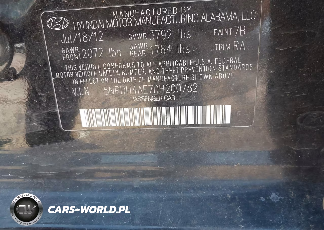 2013 Hyundai Elantra Gls VIN:5NPDH4AE7DH200782 - 9