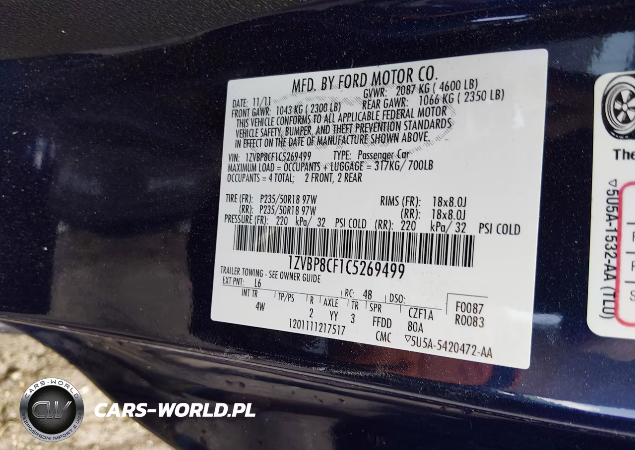 2012 Ford Mustang Gt Premium VIN:1ZVBP8CF1C5269499 - 9