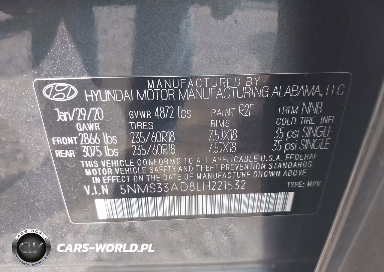 2020 Hyundai Santa Fe Sel VIN:5NMS33AD8LH221532 - 9