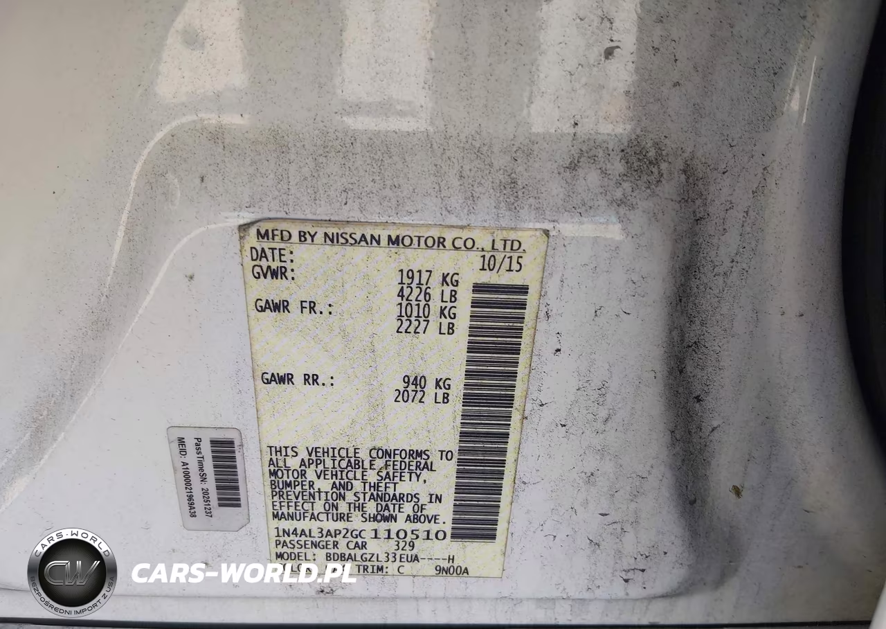 2016 Nissan Altima 2.5 S VIN:1N4AL3AP2GC110510 - 9