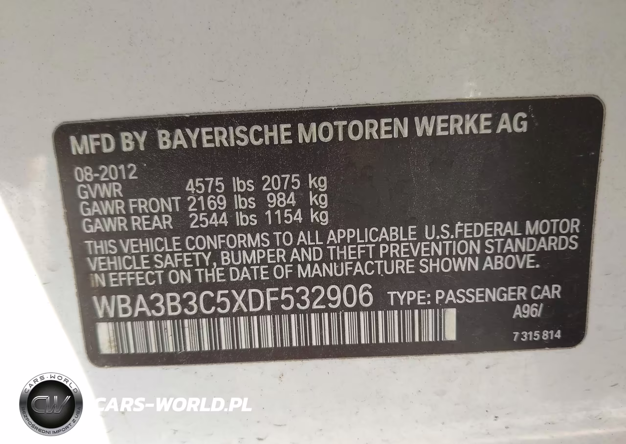 2013 BMW 328I xDrive VIN:WBA3B3C5XDF532906 - 9