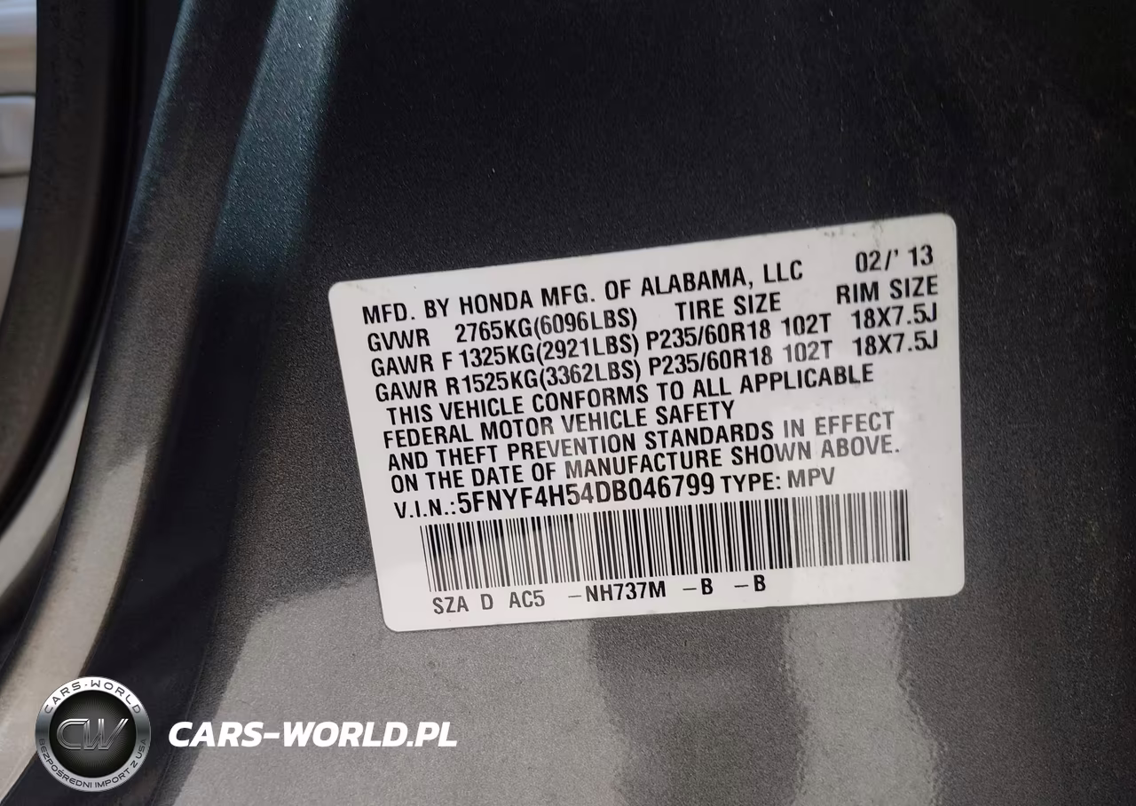 2013 Honda Pilot Ex-L VIN:5FNYF4H54DB046799 - 9