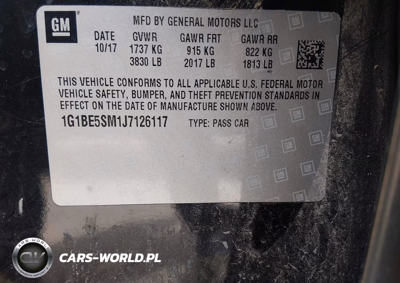 2018 Chevrolet Cruze Lt Auto VIN:1G1BE5SM1J7126117 - 9