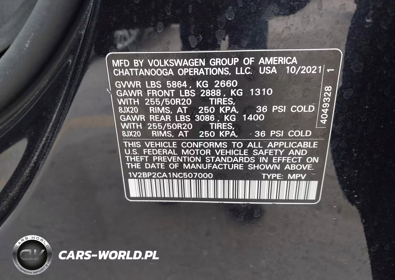 2022 Volkswagen Atlas 2.0T Sel VIN:1V2BP2CA1NC507000 - 9