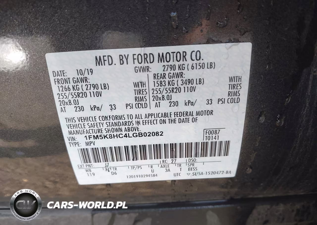 2020 Ford Explorer Platinum VIN:1FM5K8HC4LGB02082 - 9