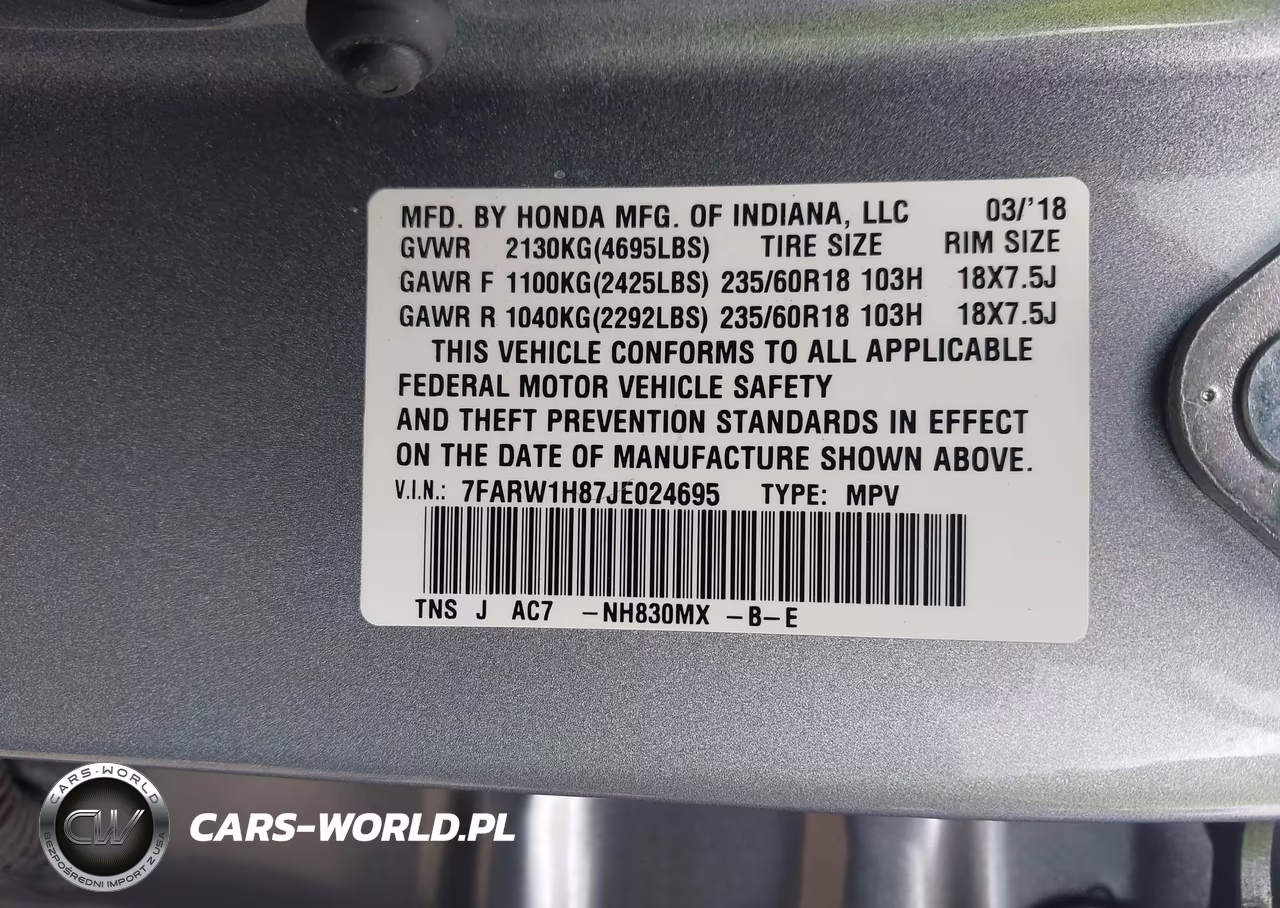 2018 Honda Cr-V Ex-L-Ex-L Navi VIN:7FARW1H87JE024695 - 9