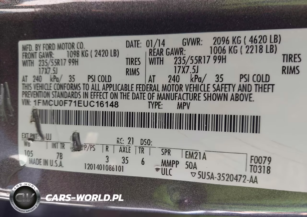 2014 Ford Escape S VIN:1FMCU0F71EUC16148 - 9