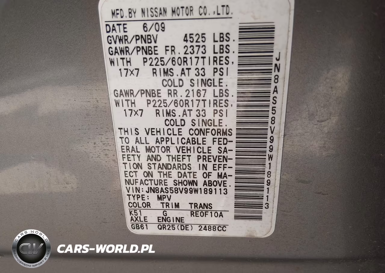 2009 Nissan Rogue Sl VIN:JN8AS58V99W189113 - 9