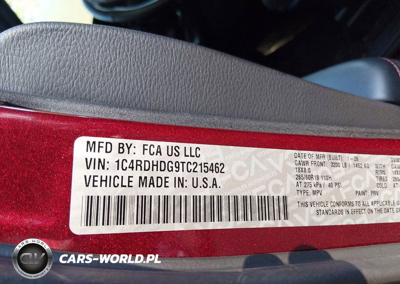 2026 Dodge Durango Gt Rwd VIN:1C4RDHDG9TC215462 - 9