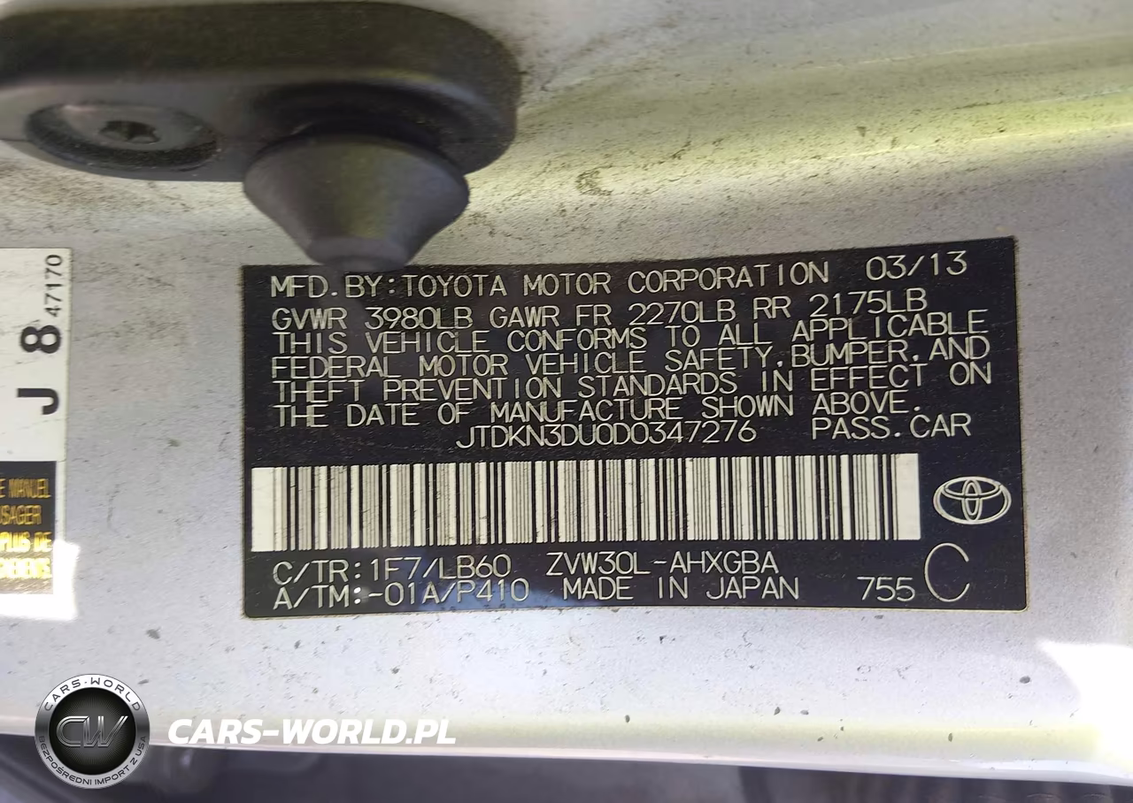 2013 Toyota Prius VIN:JTDKN3DU0D0347276 - 9
