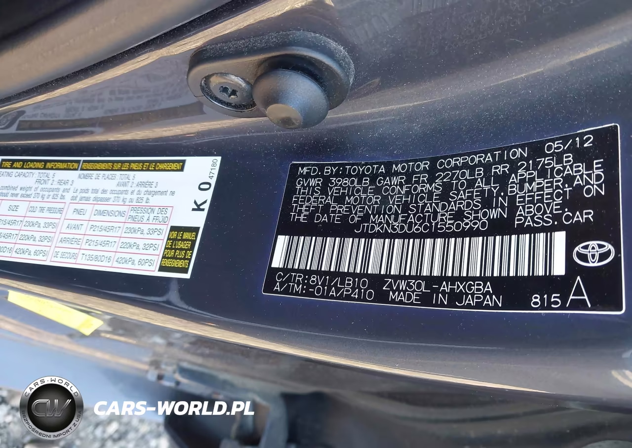 2012 Toyota Prius Five VIN:JTDKN3DU6C1550990 - 9